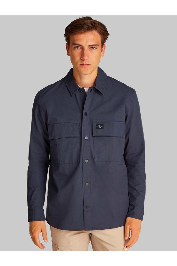 Calvin Klein Erkek Gömlek Yaka Cep Detaylı Regular Fit Lacivert Gömlek J30J327584-Cge - Image 1