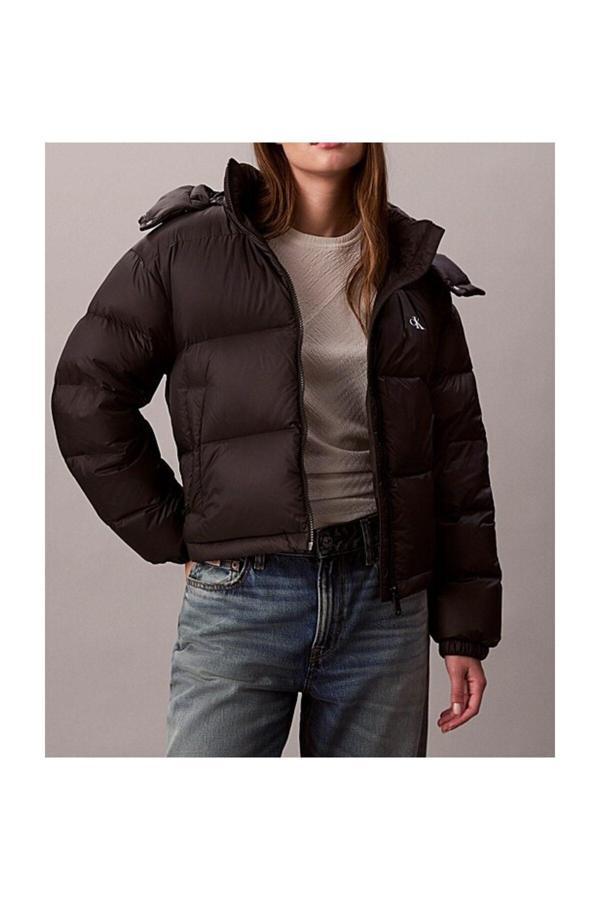 Calvin Klein Kadın Marka Logolu Fermuar Ve Kapüşon Detaylı Şık Görünüşlü Kışlık Kullanıma Uygun Siya - Image 1