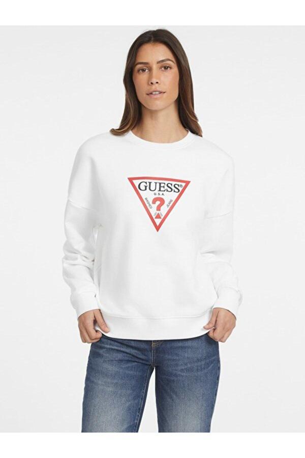 Guess Kadın Gj Cn Os Iconıc Sweatshirt - Beyaz - Image 1