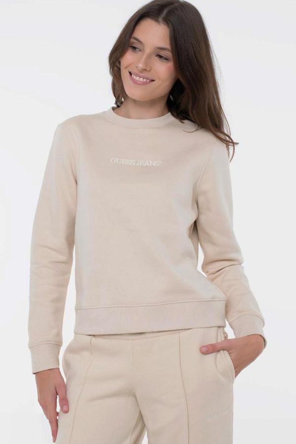 Guess Kadın Bisiklet Yaka Sweatshirt - Bej - Image 1