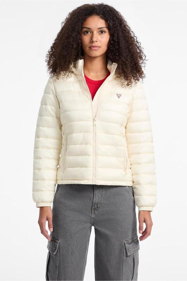 Guess Kadın Gj Hooded Puffer Mont - Krem - Image 1