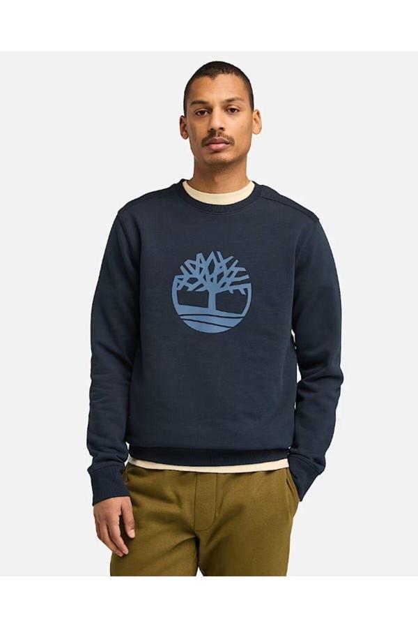 Timberland Kennebec River Tree Logo Crew Erkek Sweatshirt Dark Sapphire - Image 1