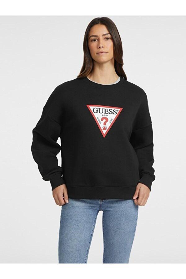 Guess Kadın Gj Cn Os Iconıc Sweatshirt - Siyah - Image 1