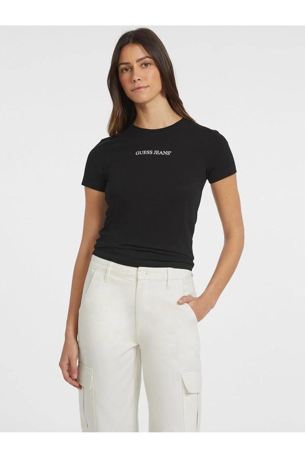 Guess Gj Ss Cn Slim Kadın Siyah Slim Fit T-Shirt W4Yı01J1314-Jblk - Image 1