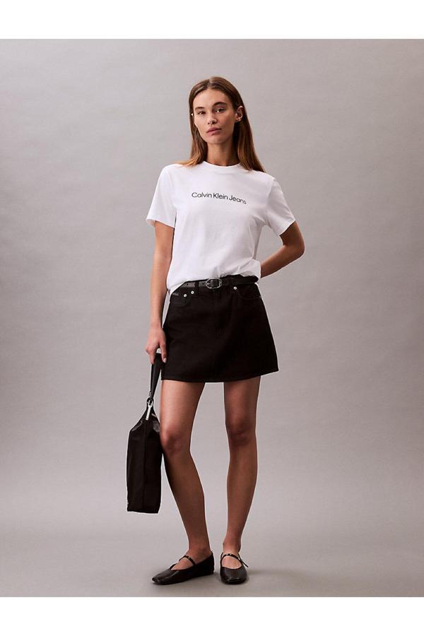 Calvin Klein Kadın Beyaz Grafikli Tişört - Image 1