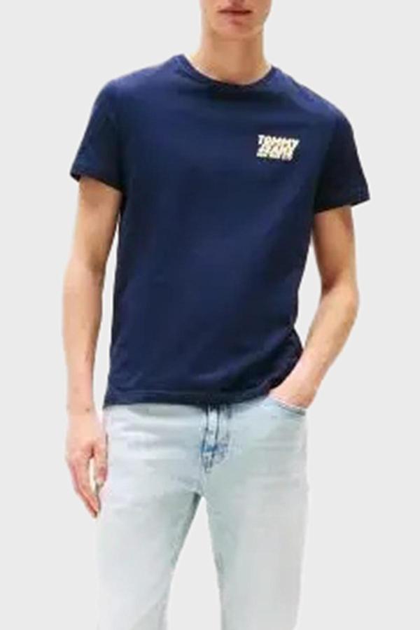 Tommy Jeans % 100 Pamuk Slim Fit Bisiklet Yaka Logolu T Shirt Erkek T Shirt Dm0Dm21863 C1G - Image 1