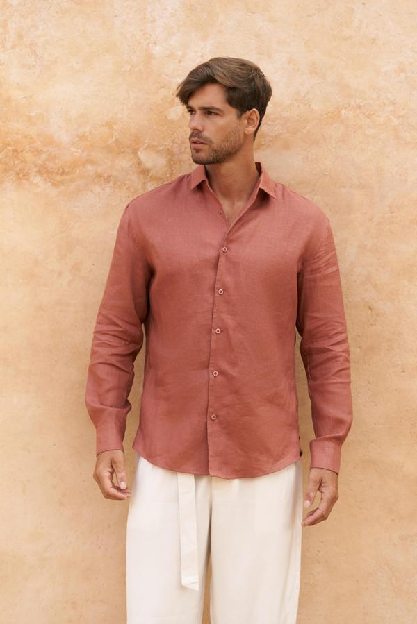 Ottavia Tarçın Keten Oversize Erkek Gömlek - Image 1