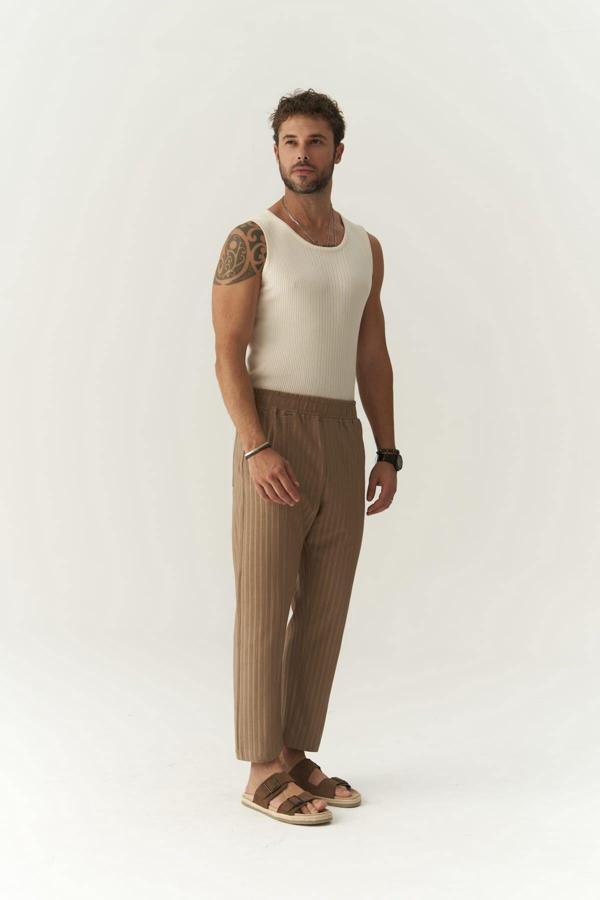 Robin Rachel Erkek Örme Kumaş Vizon Pantolon - Image 1