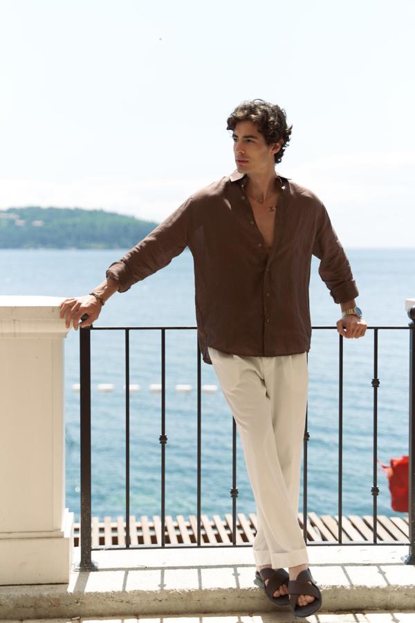 Enrico Kemer Detay Ekru Erkek Pantolon - Image 1