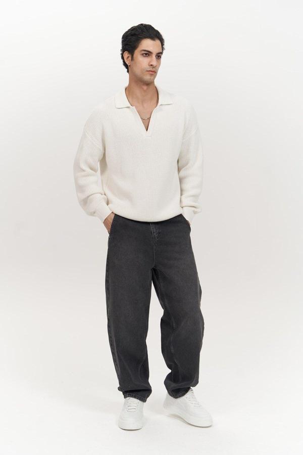 Magnus Polo Yaka Ekru Erkek Triko Kazak - Image 1