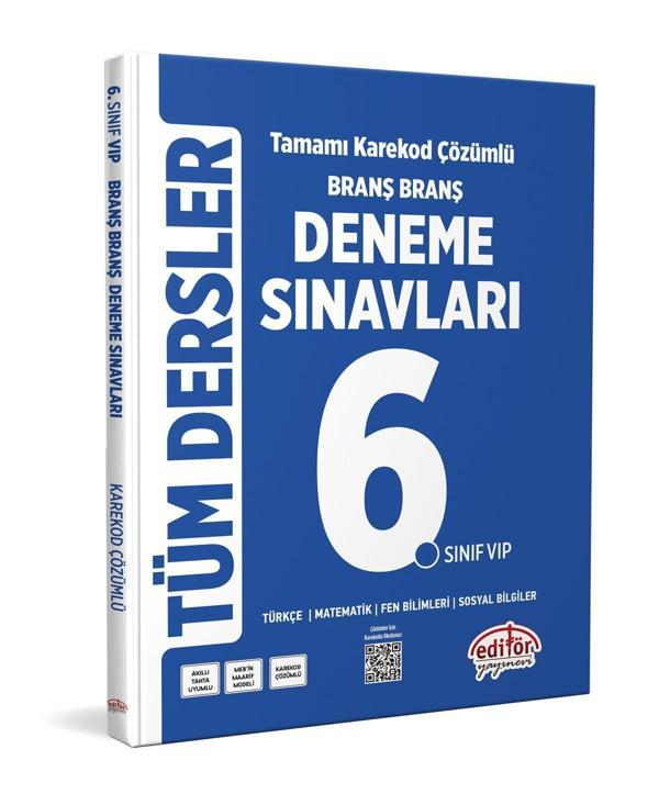 6. Sınıf Tüm Dersler Branş Branş Tamamı Çözümlü Deneme Sınavları Editör Yayınları - Editör Yayınevi - Image 1