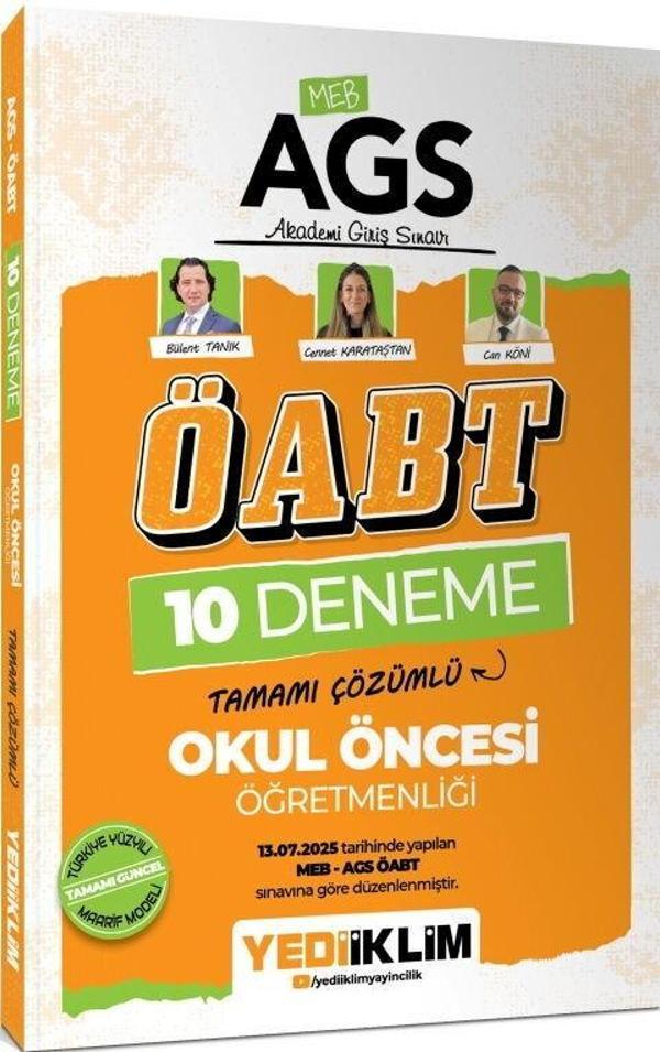 MEB AGS ÖABT Okul Öncesi Öğretmenliği Tamamı Çözümlü 10 Deneme Sınavı Yediiklim - Yediiklim Yayınları - Image 1