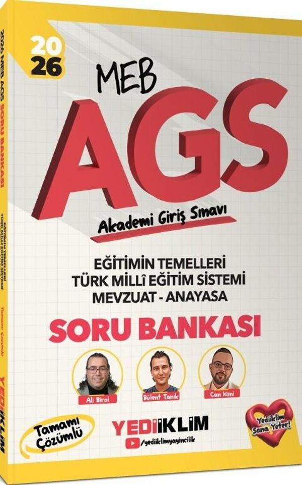 2026 MEB AGS Eğitimin Temelleri Türk Milli Eğitim Sistemi Mevzuat Anayasa Tamamı Çözümlü Soru Bankası Yediiklim - Yediiklim Yayınları - Image 1