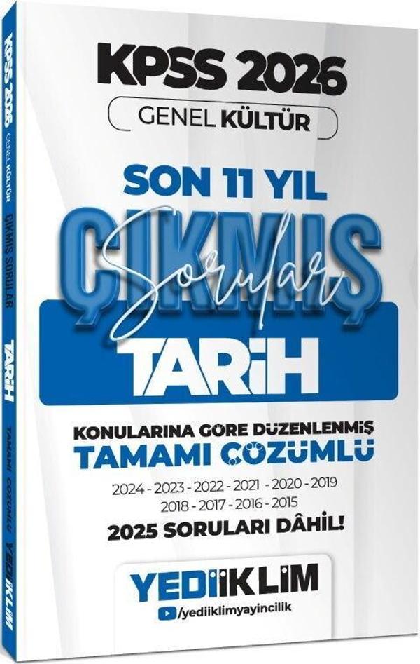 2026 KPSS Genel Kültür Tarih Konularına Göre Tamamı Çözümlü Son 11 Yıl Çıkmış Sorular Yediiklim - Yediiklim Yayınları - Image 1