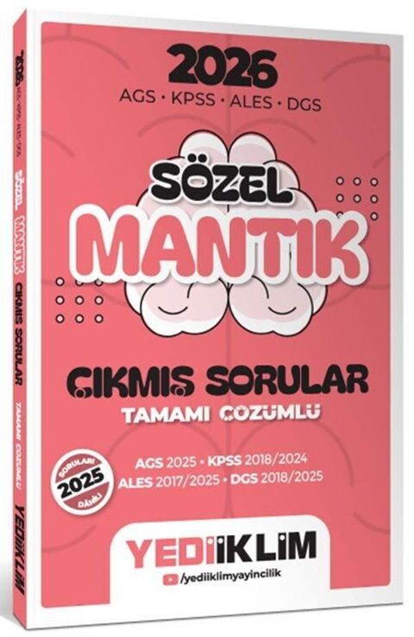 2026 AGS KPSS ALES DGS Sözel Mantık Tamamı Çözümlü Çıkmış Sorular Yediiklim Yayınları - Yediiklim Yayınları - Image 1