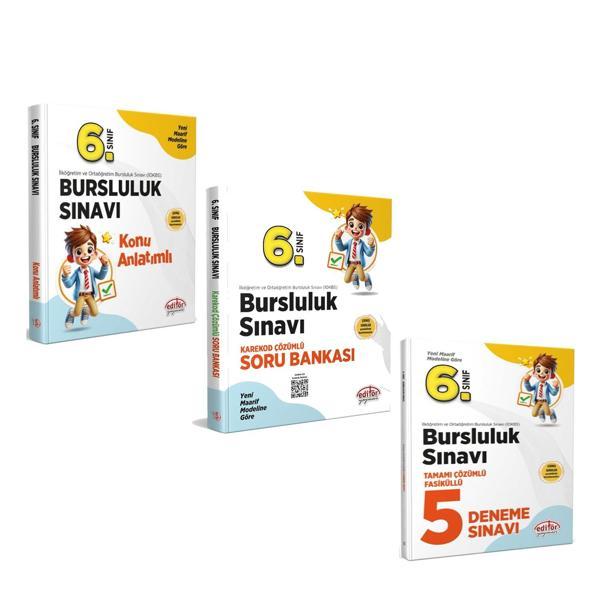 Editör Yayınları 6. Sınıf Bursluluk Sınavı Konu Soru Bankası ve Deneme Seti 3 Kitap - Editör Yayınevi - Image 1