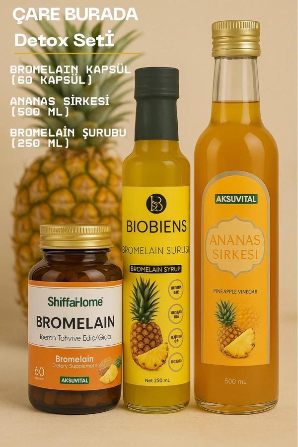 Detoks Seti (Bromelain Kapsül + Ananas Sirkesi + Bromelain Şurubu) - Image 1