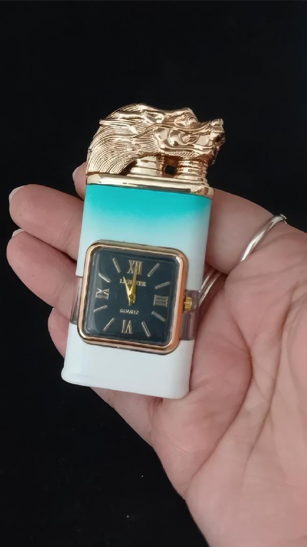 Turkuaz Ombre Saatli Ejderha Başlıklı Jet Alev Çakmak - Image 1