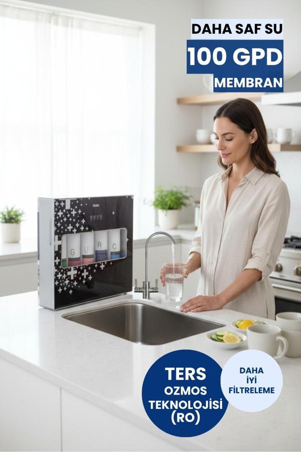 Haier Çift Akışlı Su Arıtma Cihazı | 100GPD RO Sistem | Ters Ozmoz | Slim Kasa (Üreticiden) - Image 1