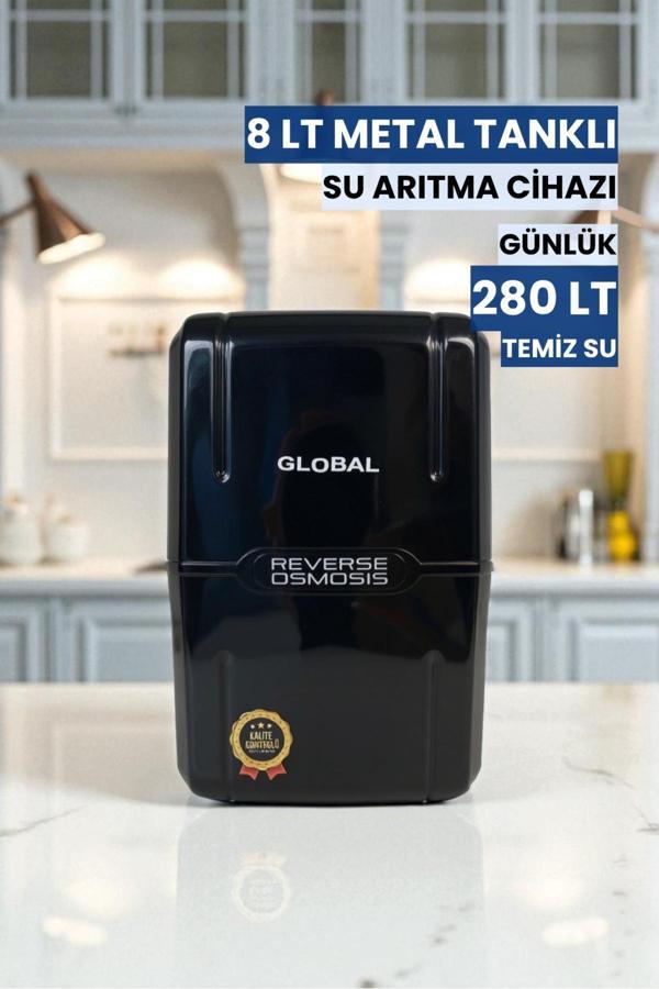 Su Arıtma Cihazı 8lt Kapalı Kasa | 5 Filtreli RO Sistem | Ters Ozmoz | Şeffaf Siyah (Üreticiden) - Image 1