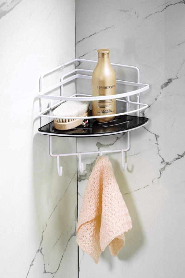 Sas Haus Yapışkanlı Ömür Boyu Paslanmaz Kristal Ayarlanabilir Raf Banyo Düzenleyici Şampuanlık LK-01 BSBK - Image 1