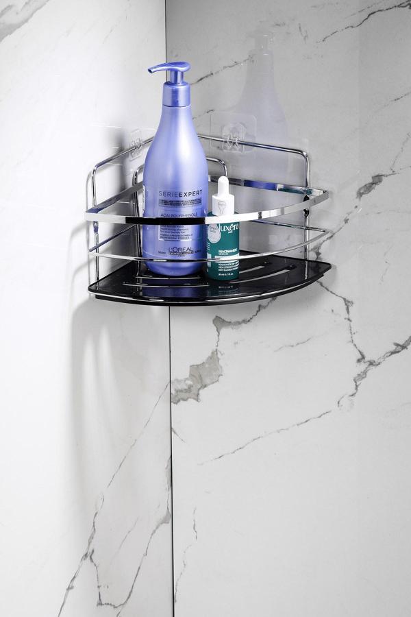 Sas Haus Yapışkanlı Ömür Boyu Paslanmaz Kristal Ayarlanabilir Raf Banyo Düzenleyici Şampuanlık LK-01 KS - Image 1