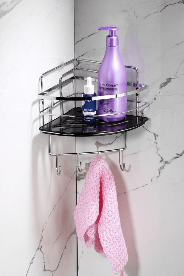 Sas Haus Yapışkanlı Ömür Boyu Paslanmaz Kristal Ayarlanabilir Raf Banyo Düzenleyici Şampuanlık LK-01 KSKK - Image 1