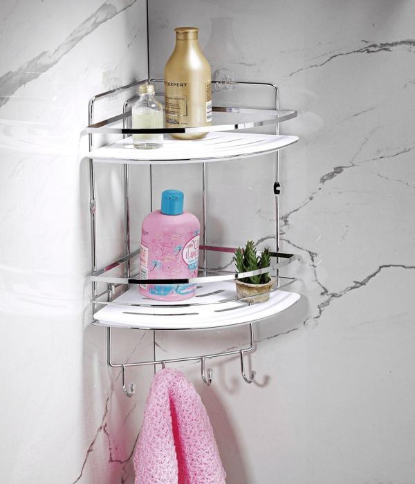 Sas Haus Yapışkanlı Ömür Boyu Paslanmaz Kristal Ayarlanabilir Raf Banyo Düzenleyici Şampuanlık LK-02 KBKK - Image 1