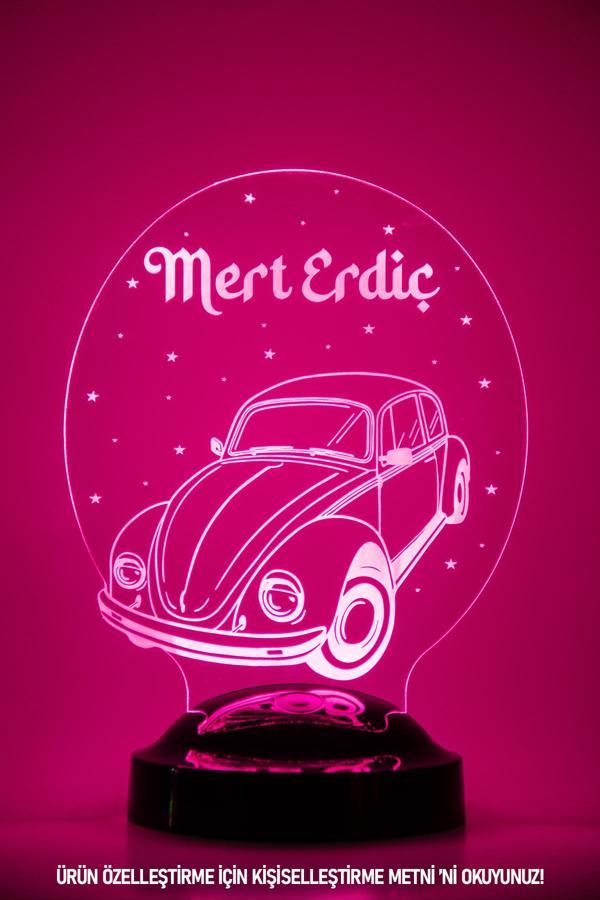 Vosvos Araba 3 Boyutlu Kişiye Özel Konsept Hediye Led Lamba - Image 1