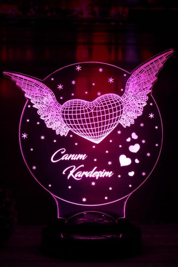 Melek Kanat Kişiye Özel Konsept Hediye 3 Boyutlu Led Lamba - Image 1