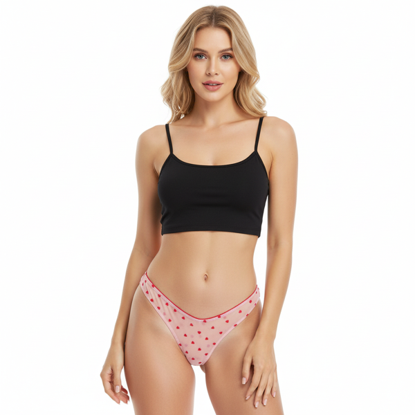 Kadın Tül Kalpli Desen String BB2049 - Image 1