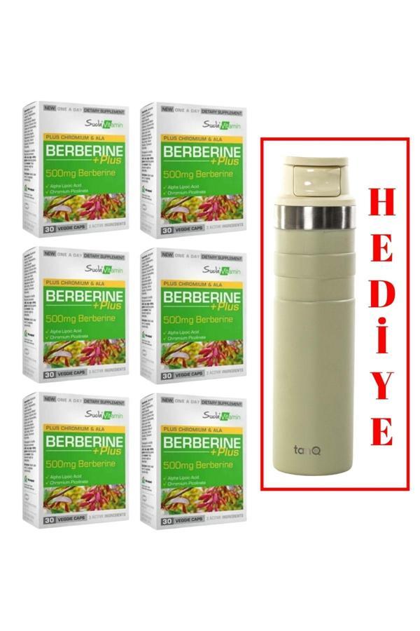 6 ADET SUDA VİTAMİN BERBERINE PLUS 30 KAPSÜL (TANQ ÖMÜR BOYU GARANTİLİ 600CC TERMOS HEDİYELİ) - Image 1