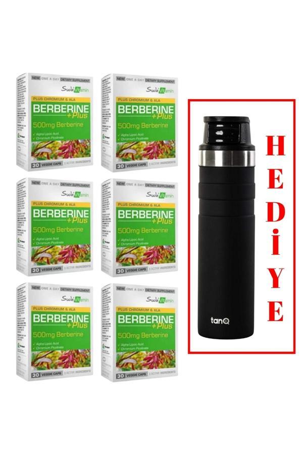 6 ADET SUDA VİTAMİN BERBERINE PLUS 30 KAPSÜL (TANQ ÖMÜR BOYU GARANTİLİ 600CC TERMOS HEDİYELİ) - Image 1