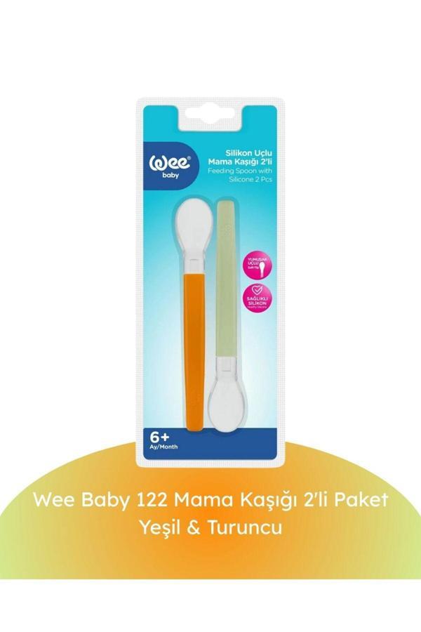 Wee Baby 122 Mama Kaşığı 2'li - Yeşil & Turuncu - Image 1