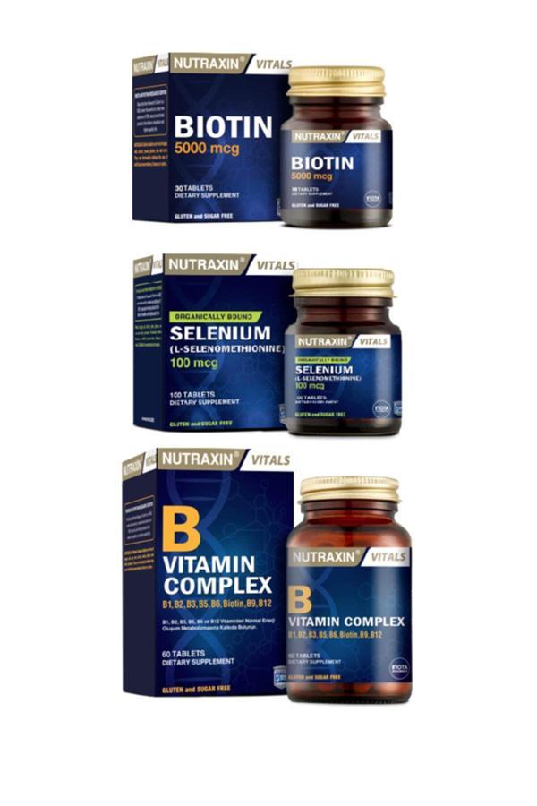 B Vitamin Complex 60 Tablet + Biotin 5000 Mcg 30 Tablet + Selenium 100 Mcg 100 Tablet - Image 1