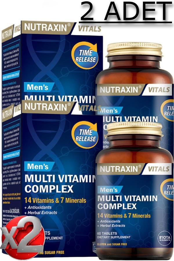 2 Adet Nutraxin Men's Multi Vitamin Ve Mineral Complex 60 Adet Tablet - (Erkeklere Özel Formül) - Image 1