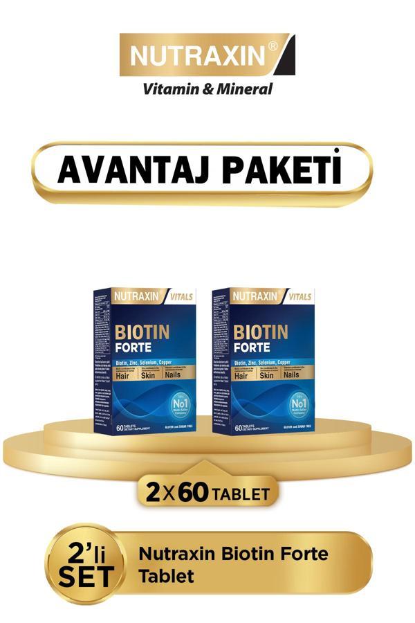 Biotin Forte 5.000 Mcg 60 Tbl 2 li Paket- Biyotin, Çinko, Selenyum, Bakır - Image 1