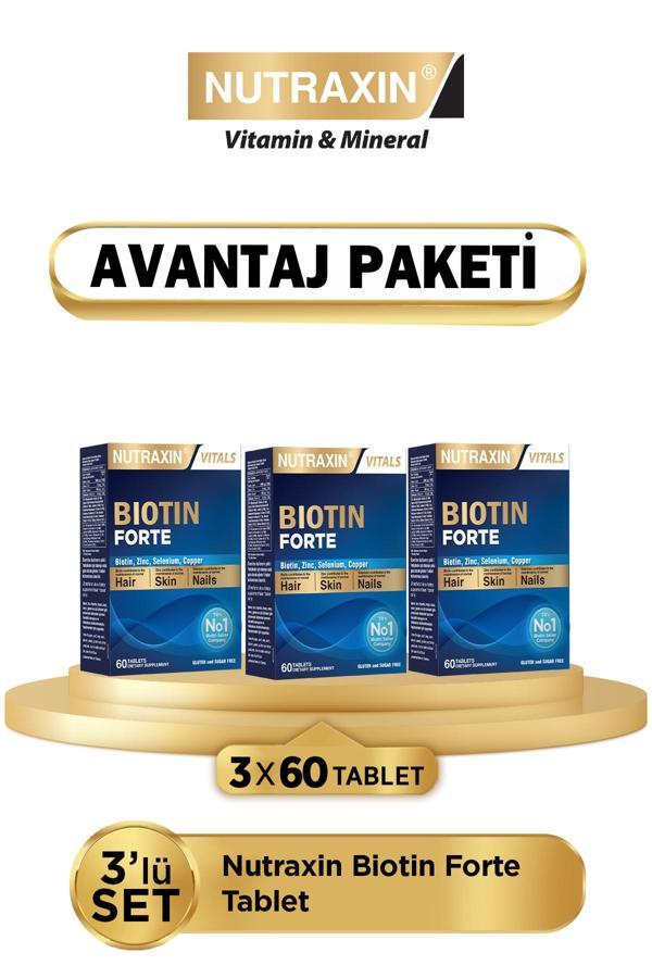 Biotin Forte 5.000 Mcg 60 Tbl 3 Lü Paket - Biyotin, Çinko, Selenyum, Bakır - Image 1