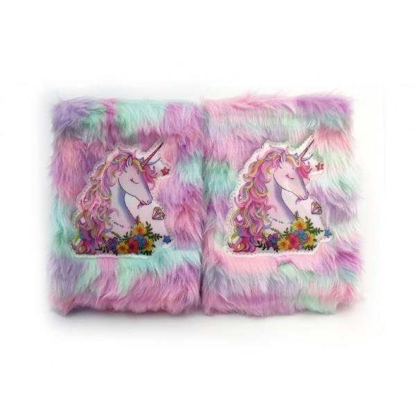 Çiçekli Unicorn Tasarımlı Peluş Hatıra Defteri - Image 1