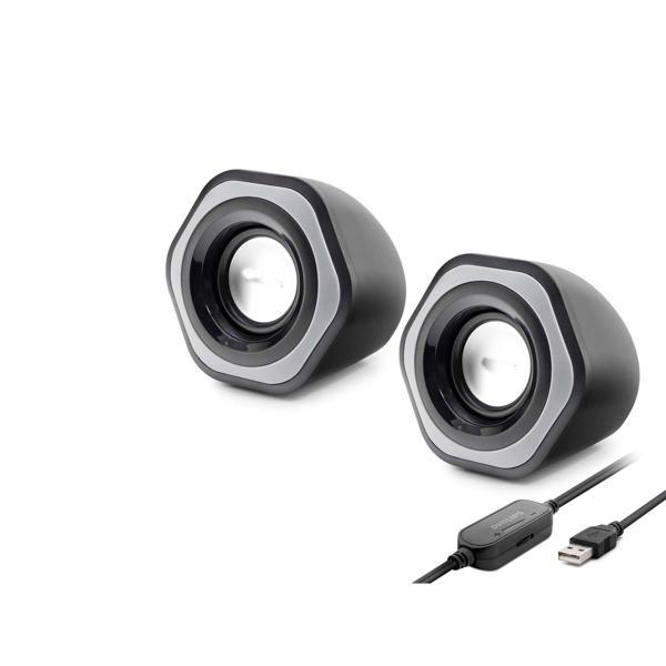 Bilgisayar Hoparlörü 1+1 Usb + 3.5 Mm + Ses Kontrol Siyah SPA2209 - Image 1