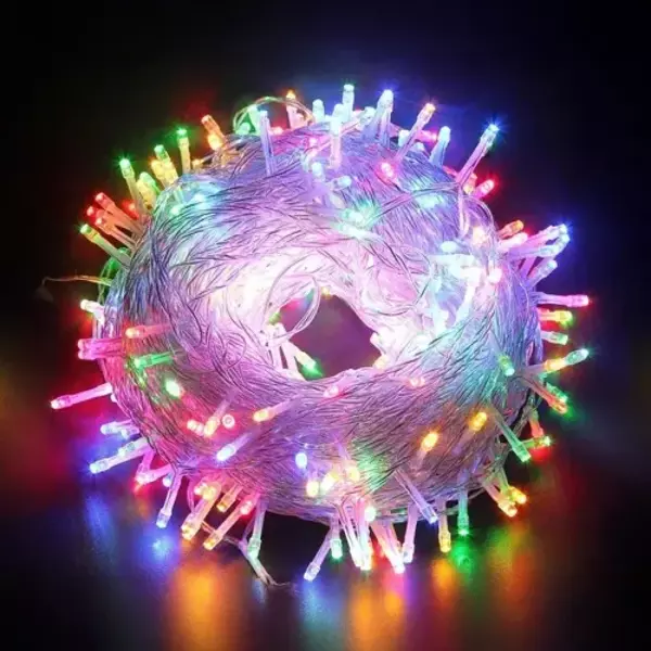10m 100 Led Boncuk Lamba RGB Işık Şeffaf Kablo - Image 1