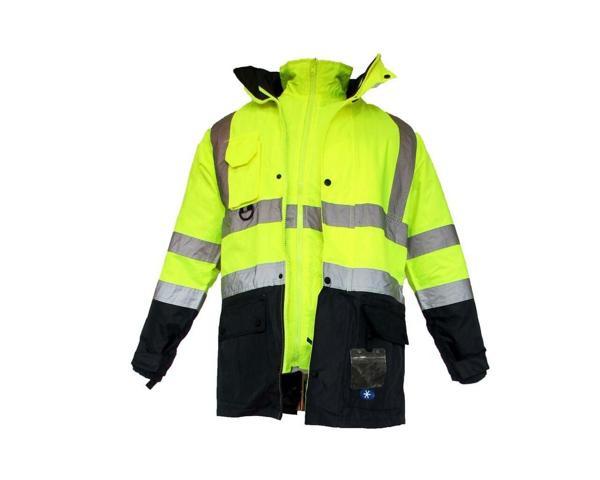JUNIOR JN1003 Fosforlu Oxford 5+1 İçi Çıkmalı Parka Sarı Lacivert XXL beden - Image 1