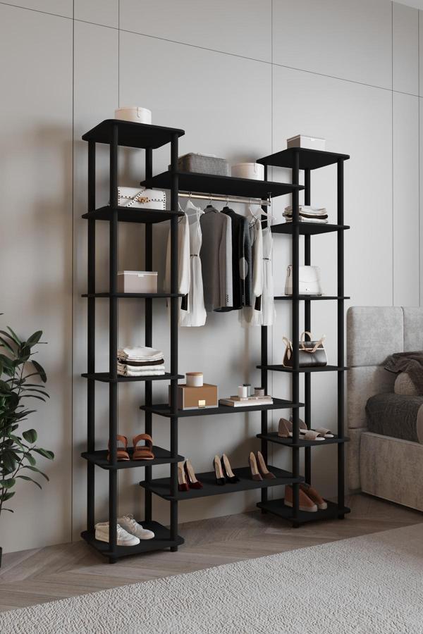 Dekoratif MASİVO PORTMANTO ÇOK AMAÇLI RAF SİYAH - Image 1