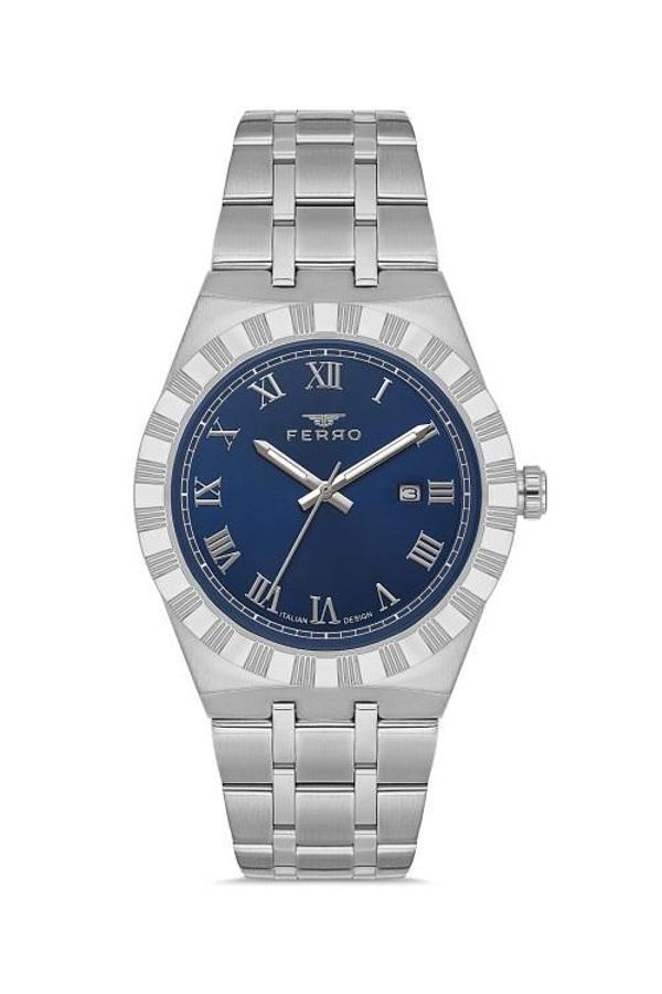 Ferro F11474A-A3 Quartz Çelik Gri Lacivert Kadran 41 mm Erkek Kol Saati - Image 1