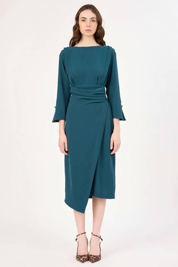 Fever Drape Detaylı Asimetrik Kadın Elbise 352116072 - Image 1