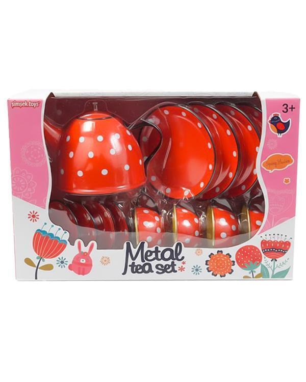 Şimşek Toys Metal Çay Seti Kırmızı Puantiye 620 C11 - Image 1