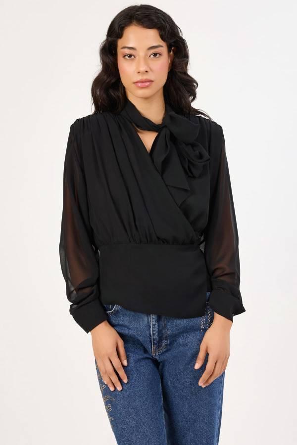 Fever Fiyonk Detaylı Büzgülü Kadın Bluz 352114003 - Image 1