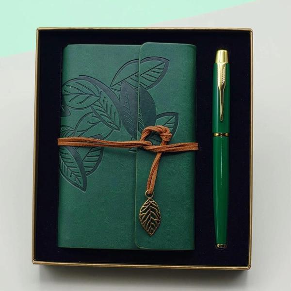Yeşil Renk Defter Kalem Kutulu Set - Image 1