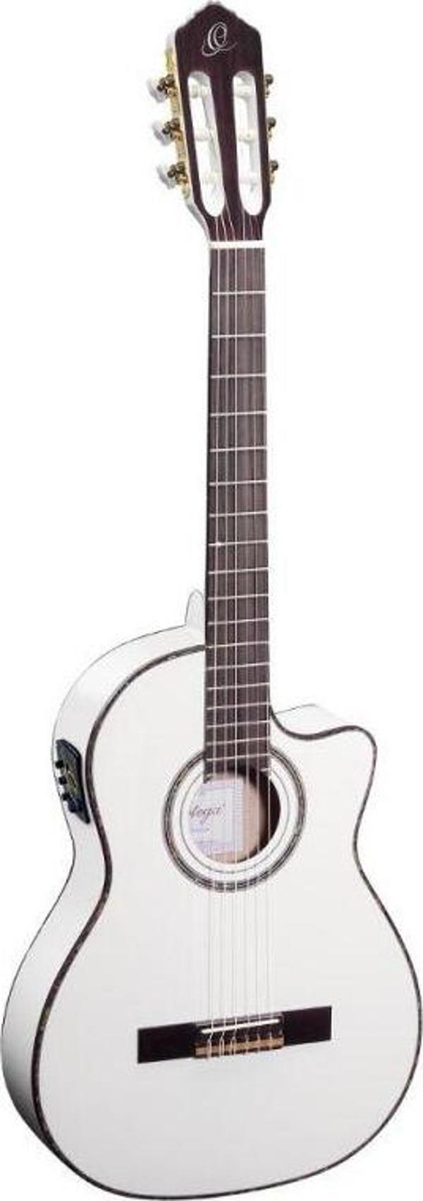 Ortega RCE145WH Thinline Elektro Klasik Gitar (Beyaz) - Image 1