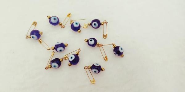 Hdmarketim 10 Adet 1,2 Cm Maşallahlık İğneli Cam Nazar Boncuğu - Image 1